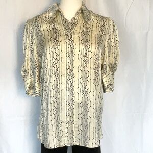 Sandro Shir printed blouse in ecru & black size 1 (US size 4)